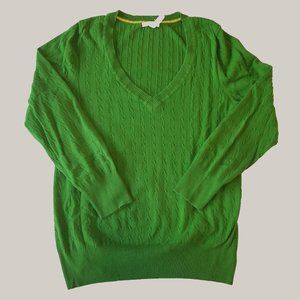 Maternity - Green Cable Knit V-Neck Sweater